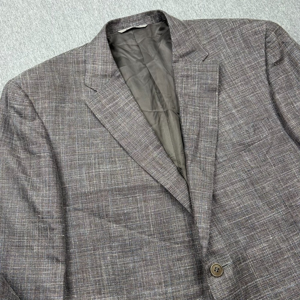 Canali Italy Wool Silk Linen Blazer Mens 42R Gray Two Button *STAIN*